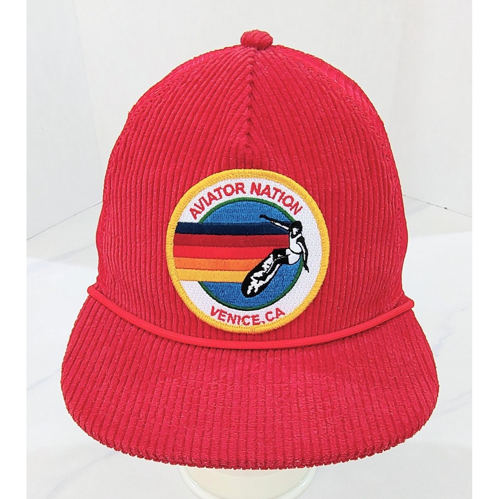 Aviator Nation Hat Cap Corduroy Trucker Snapback Red Surf Venice CA